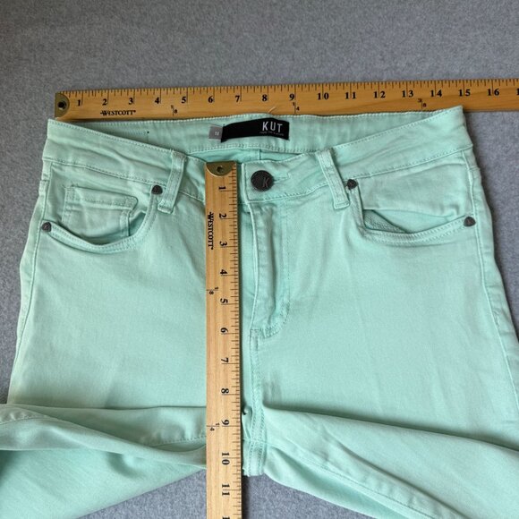 Kut From The Kloth Amy Crop Straight Leg Mint Seafoam Pants Rolled Cuff Size 10 - Picture 13 of 16